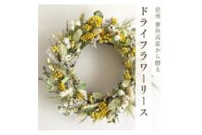信州八ヶ岳の麓から贈るドライフラワーリースM(グリーン)【1658067】