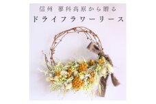 信州八ヶ岳の麓から贈るドライフラワーリース Sハーフ(イエロー)【1659524】