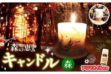 森の恵みキャンドル（森）＆アロマオイルセット（ヒノキ台座付き）｜キャンドル ヒノキ アロマオイル 天然 リラックス 森林浴 インテリア 雑貨 塩尻市 長野県