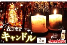 森の恵みキャンドル（2個）＆アロマオイルセット（ヒノキ台座付き）｜キャンドル ヒノキ アロマオイル 天然 リラックス 森林浴 インテリア 雑貨 塩尻市 長野県