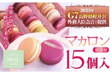 『G7軽井沢』にて提供 マカロン15個詰合せ | マカロン まかろん りんご蜂蜜 スイーツ 桔梗ヶ原 メルロ 赤ワイン シトロン ミエル レモン フレーバー 詰め合わせ 甘い 塩尻市 長野県