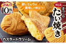【訳あり】「焼きたて屋」の手づくりたい焼き 老若男女に大人気！卵とミルクの美味しさが際立つカスタードクリーム 10枚セット | 食品 焼き菓子 たい焼き 焼きたて屋 長野県 塩尻市