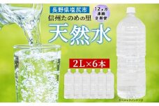 定期便【12ヶ月連続 計12回】信州たのめの里の水 ラベルレス 2L PET × 6本 | 水 ミネラルウォーター ペットボトル 軟水 天然水 弱アルカリ性 まろやか 備蓄 災害 非常用 防災 まとめ買い 送料無料 信州エコプロダクツ 長野県 塩尻市