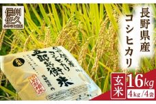 【令和7年産・玄米16kg（4kg×4袋）】特別栽培米　五郎兵衛米 〈2025年9月中旬頃～順次発送〉 先行予約　新米　信州　こしひかり【 コシヒカリ お米 新米予約 長野県 佐久市 】