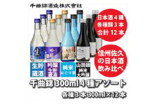 信州佐久　日本酒 千曲錦　300ml×4種×各3本　合計12本飲み比べセット　アソート【 酒 さけ 長野県 佐久市 】