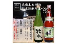武重本家酒造 日本酒2種飲み比べ『牧水生酛造り純米酒 ＆ 御園竹』720ml×各1本（沖縄・離島は配送不可）長野県 信州 地酒 晩酌 熱燗【 日本酒 酒 さけ 詰合せ 長野県 佐久市】