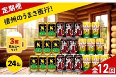 【定期便12カ月】 クラフトビール 350ml 3種24本 飲み比べセット 【ヤッホーブルーイング よなよなエール クラフトザウルス ペールエール 軽井沢高原ビール 地ビール お酒 酒 長野県 佐久市 】