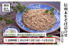 【先行予約・2025年12月15日～25日出荷】信州本生そば詰合せ 12食（沖縄・離島配送不可）年内発送 年越し お正月 年末 おせち 石臼 蕎麦 生麺【 ソバ 生そば 長野県 佐久市 】