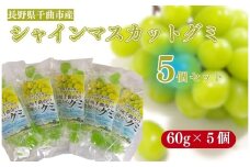 千曲市産シャインマスカットグミ5個セット(60g×5個)｜グミ 千曲市産シャインマスカット使用 お菓子 ぶどうグミ 長野県 千曲市  信州