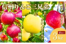 【2025年先行予約】訳あり りんご３種詰め合わせ りんご三兄弟（秋映・シナノスイート・シナノゴールド）計約3kg 林檎 あきばえ 食べ比べ セット 千曲市 長野県産 信州