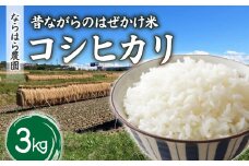 【ならはら農園】昔ながらのはぜかけ米コシヒカリ　白米３kg（令和7年産） ※2025年10月中旬以降発送予定