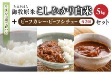 【里山JAPAN】長野県産！生きた土壌で育った『御牧原米こしひかり 白米（八分搗き）5kg』と小田切牧場ビーフカレー、ビーフシチューセット｜2025年10月上旬以降に発送予定