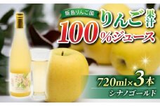 【飯島りんご園】果汁100％りんごジュース（シナノゴールド）３本