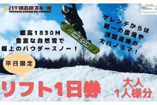 【2024-2025シーズン】八千穂高原スキー場　平日限定　リフト１日券　大人1名［AD-101］