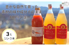 信州産　果汁100％りんごジュース　２本　＆「食べる」まるごと人参ジュースセット　１本　計３本［SU-104］