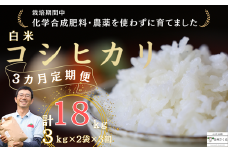 定期便３ヵ月　佐久穂とさや農園のコシヒカリ　白米6kg　計18㎏〔ST-T519〕