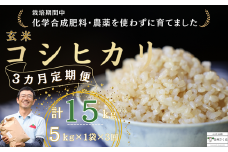 定期便３ヵ月　佐久穂とさや農園のコシヒカリ　玄米５kg　計15㎏（ST-T504）