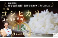 定期便３ヵ月　佐久穂とさや農園のコシヒカリ　白米５kg　計15㎏〔ST-T523〕