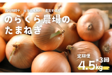 栄養価コンテスト受賞歴多数！のらくら農場のこだわり玉ねぎ 定期便3カ月　約13.5kg（4.5kg×３カ月）［NK-T510]