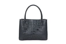 ＜濱野皮革工藝のトートバッグ＞クロコ デュプレトート(ブルーブラック)【1089514】