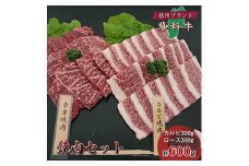 ＜牛肉カルビロース焼肉セット＞信州蓼科牛の厳選部位カルビ300gロース 300g御代田町古越牧場産【1297048】