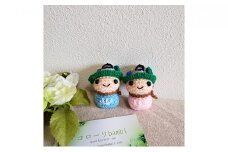 手作り　長和町公式ｷｬﾗｸﾀｰ「なっちゃん」編みぐるみｽﾄﾗｯﾌﾟSｾｯﾄ