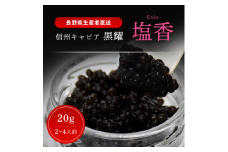 黒耀 信州キャビア 塩香 -Enka- 20g 黒耀 信州キャビア 塩香20g 入瓶 キャビアスプーン付 化粧箱入り 長野県製造 冷凍生キャビア キャビア 生キャビア 生 スプーン付き 信州 長野県