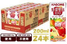 カゴメ 野菜生活100 アップルサラダ 200ml×24本 ジュース 野菜 果実ミックスジュース 果汁飲料 紙パック 砂糖不使用 1食分の野菜 カルシウム ビタミンA ビタミンC にんじん汁 飲料類 ドリンク 野菜ドリンク 備蓄 長期保存 防災 飲みもの