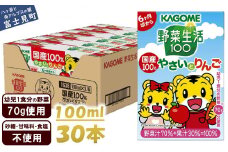 カゴメ 野菜生活100 国産100％やさいとりんご 30本 100ml 子供 6ヶ月頃から 幼児 1食分の野菜 紙パック 野菜ジュース 飲みきりサイズ 野菜 手軽 砂糖不使用 食塩不使用 甘味料不使用 無塩