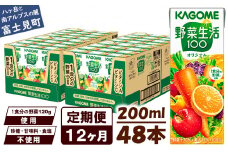 【定期便 12ヶ月】 カゴメ 野菜生活100 オリジナル 200ml 48本×12回 【 野菜ジュース 紙パック 定期便 1食分の野菜 砂糖不使用 オレンジ にんじん ニンジン 野菜生活 野菜生活オリジナル ジュース 飲料類 ドリンク 野菜ドリンク 備蓄 長期保存 防災 飲みもの かごめ kagome KAGOME 長野県 富士見町 】