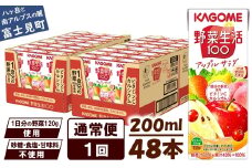 【通常便】カゴメ 野菜生活100 アップルサラダ 200ml×48本 ジュース 野菜 果実ミックスジュース 果汁飲料 紙パック 砂糖不使用 1食分の野菜 カルシウム ビタミンA ビタミンC にんじん汁 飲料類 ドリンク 野菜ドリンク 備蓄 長期保存 防災 飲みもの 長野県 富士見町