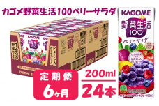 【 定期便 6ヶ月 】 カゴメ 野菜生活100 ベリーサラダ 200ml×24本 ジュース 野菜 果実ミックスジュース 果汁飲料 紙パック 砂糖不使用 5食分の野菜 鉄分 ポリフェノール ビタミンA 飲料類 ドリンク 野菜ドリンク 備蓄 長期保存 防災 飲みもの