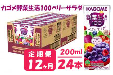 【 定期便 12ヶ月 】 カゴメ 野菜生活100 ベリーサラダ 200ml×24本 ジュース 野菜 果実ミックスジュース 果汁飲料 紙パック 砂糖不使用 11食分の野菜 鉄分 ポリフェノール ビタミンA 飲料類 ドリンク 野菜ドリンク 備蓄 長期保存 防災 飲みもの