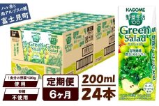 【定期便 6ヶ月】カゴメ 野菜生活100 グリーンサラダ 200ml 24本 野菜不足 解消 ビタミンミネラル 豊富 食物繊維 サポート 自然派 健康維持 簡単調理 長野県 富士見町 