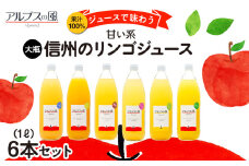 果汁100％ジュースで味わう 信州のリンゴ 甘い系 大瓶 6本 セット 詰め合わせ ジュース りんごジュース リンゴジュース アップルジュース フルーツジュース 果実飲料 飲み物 ドリンク 飲料 信州 長野 長野県 [№5675-1123]