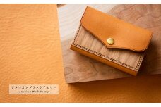 【木×革】カードケース　キャメル（キャメル×アメリカンブラックチェリー）　[№5675-7019]1138