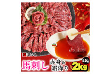 馬刺しヘルシー赤身1kgとグルメ中霜降1kgのセット 20人前★専用タレ20個付き【1588928】