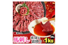 馬刺しヘルシー赤身500gとグルメ中霜降500gのセット 10人前★専用タレ10個付き【1588929】