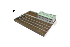 Nゲージ用 鉄道模型用ジオラマ展示台 37×26cm 複線機関庫付き6線ヤード(TOMIX複線機関)【1590494】