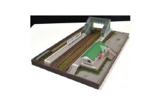 Nゲージ用 鉄道ジオラマ展示台 37×26cm 駅舎と跨線橋のあるホーム&2線ヤード【1590705】
