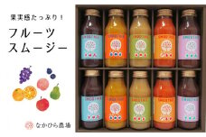 NH01-25E 国産果汁 フルーツスムージーセット（180ml×10本） // 長野県 南信州 ストレートスムージー 無加糖 無塩 香料不使用 着色料不使用 保存料不使用 農水大臣賞 天皇杯