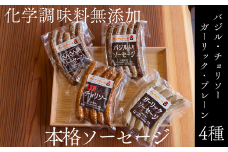 SF02-25C 無添加！さんさん豚ソーセージセットA ／（140g×4種類入）【化学調味料不使用】// 長野県産豚肉 南信州 ポーク バークシャー種 安全 安心 冷凍 贈答 ギフト