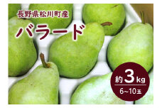 KL09-25A 洋梨 バラード 約3kg（6～10玉）贈答 / 2025年10月上旬頃〜配送予定 // 長野県 南信州 松川町産 洋ナシ 洋なし バラード 産地直送 農家直送 農家支援 贈答 果物 西洋梨 フルーツ