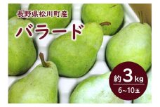 KL09-25A 洋梨 バラード 約3kg（6～10玉）贈答 / 2025年10月上旬頃〜配送予定 // 長野県 南信州 松川町産 洋ナシ 洋なし バラード 産地直送 農家直送 農家支援 贈答 果物 西洋梨 フルーツ