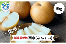 HF05-25A【信州松川町産】 南水梨 約5kg ／10月上旬発送開始予定 // 長野県 南信州  減農薬栽培 和梨 なし ナシ 南水 エコファーマー認証 農家支援 HF