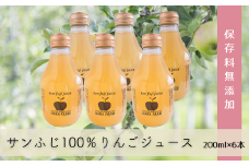 HF47-25E 信州松川町産 サンふじ100％りんごジュース（ストレート・保存料無添加）200ml×6本セット // 長野県 南信州 サンふじ 減農薬栽培りんごを使用 