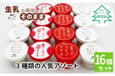 3種類の人気アソート 16個入り 80ml 100ml 生乳 牛乳 ミルク スイーツ アイスクリーム 信州 搾りたて アイス りんご りんごアイス アップル りんごミルク りんごスイーツ 苺 いちご 紅ほっぺ ストロベリー 根羽村 10000円 1万円