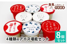 4種類のアイス堪能８個セット 生ソフトクリームアイス 紅ほっぺ いちごアイス 80ml 100ml 生乳 牛乳 ミルク スイーツ アイスクリーム 信州 搾りたて アイス イチゴ ブルーベリー 5000円