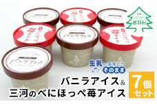 バニラアイスクリーム＆べにほっぺ苺アイス 7個セット 5000円　バニラアイスクリーム　紅ほっぺ　いちご　アイスクリーム　ソフトクリーム　スイーツ　デザート