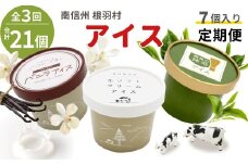 全3回★3種類のアイス定期便☆2026年1月発送～ 南信州根羽村産アイス が毎月7個届く！ 合計21個 アイスクリーム 生ソフトクリームアイス バニラアイス 西尾の抹茶アイス 抹茶 ミルク ソフトクリーム スイーツ デザート